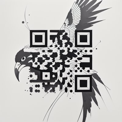 Black and White Bird Tattoo QR Code for Temporary Tattoos