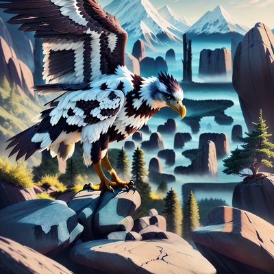 Eagle on Rocky Cliff Painting QR Code Art