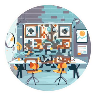 Meeting Room Vector Illustration Office QR Code for Stickers