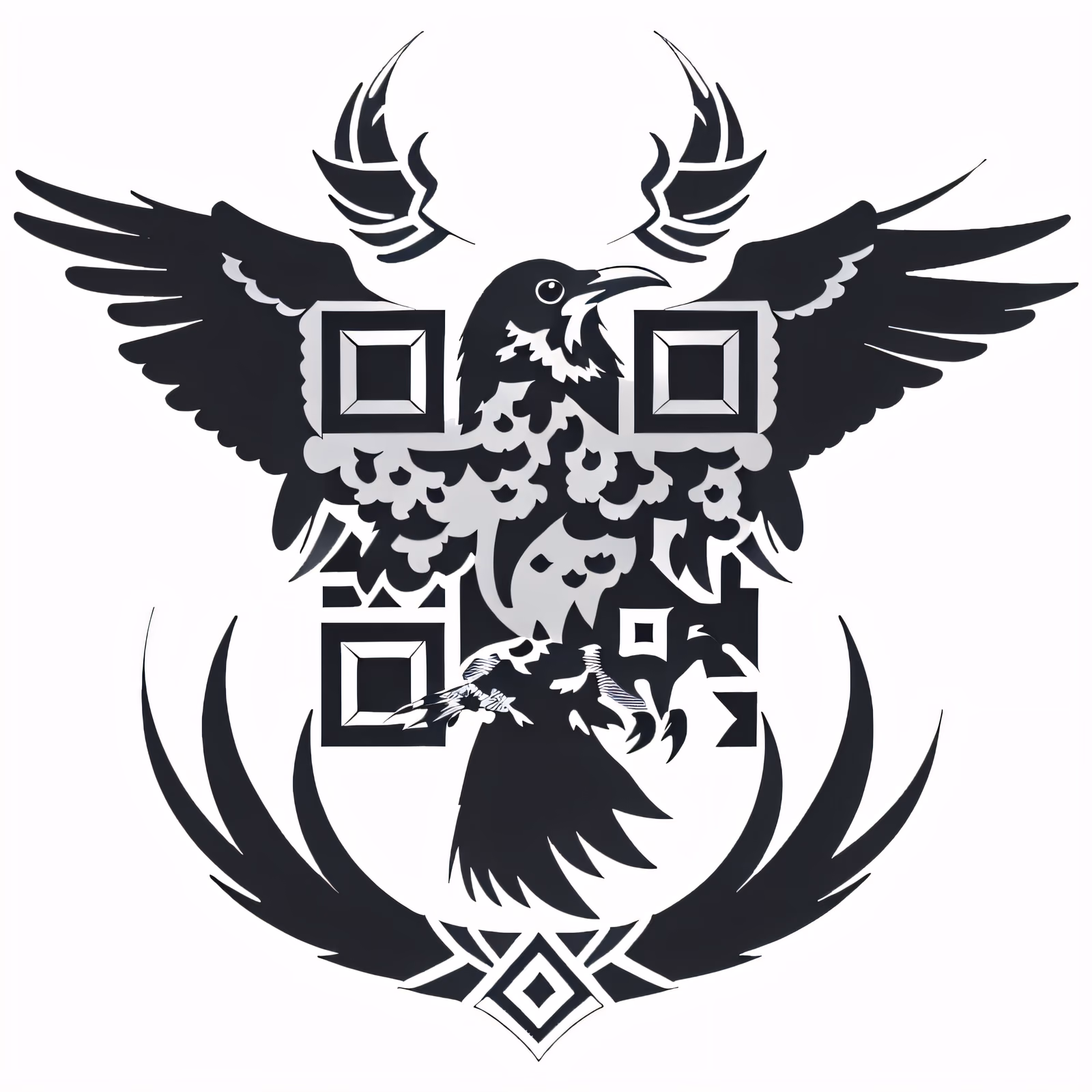 Raven Crest Tattoo Style QR Code for Temporary Tattoos — image 1