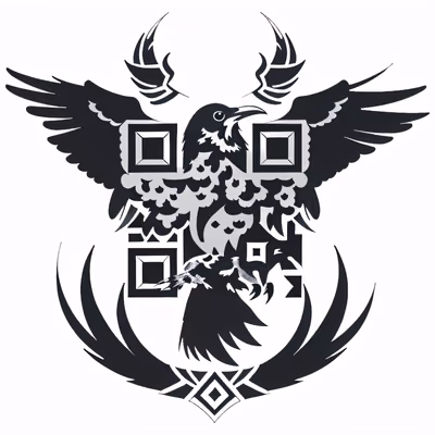 Raven Crest Tattoo Style QR Code for Temporary Tattoos — image 1