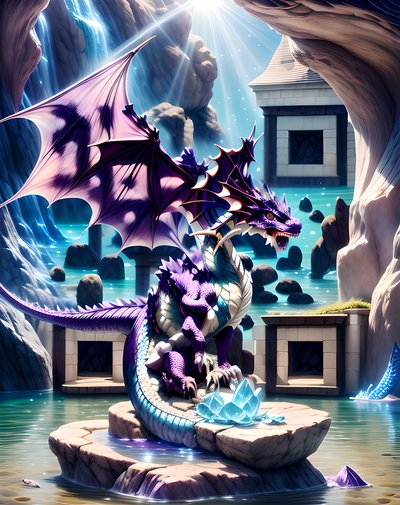 Purple Dragon on Rock Fantasy QR Code Art