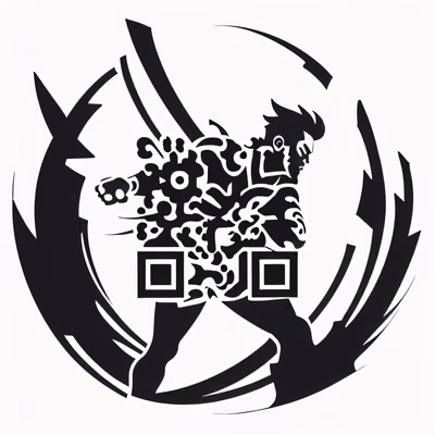 Jabbing Fighter Vector Tattoo QR Code for Apparel — image 1