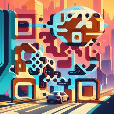 Futuristic City Car Retrofuturist QR Code for Posters