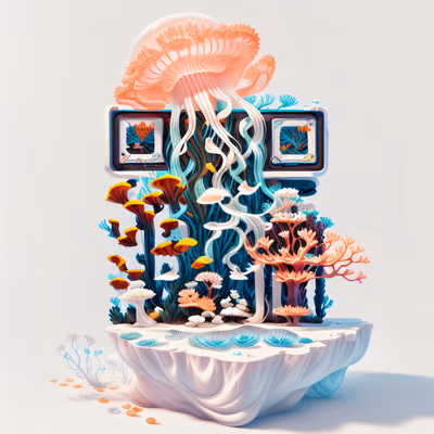 Coral Reef Jellyfish 3D QR Code for Posters — image 1