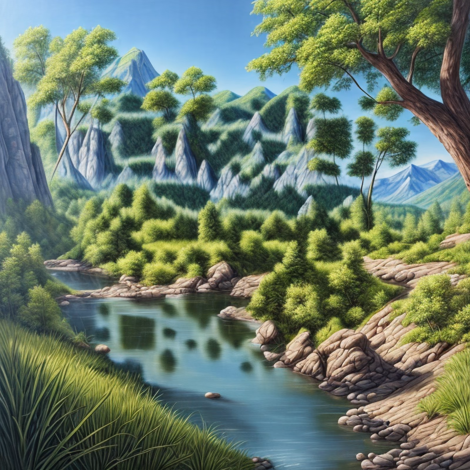 River Valley Mountain Landscape Mountains QR Code Art — image 1