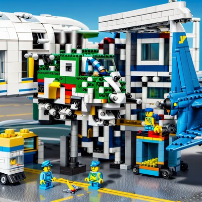 Brick Airport Minifigure Diorama QR Code for Posters