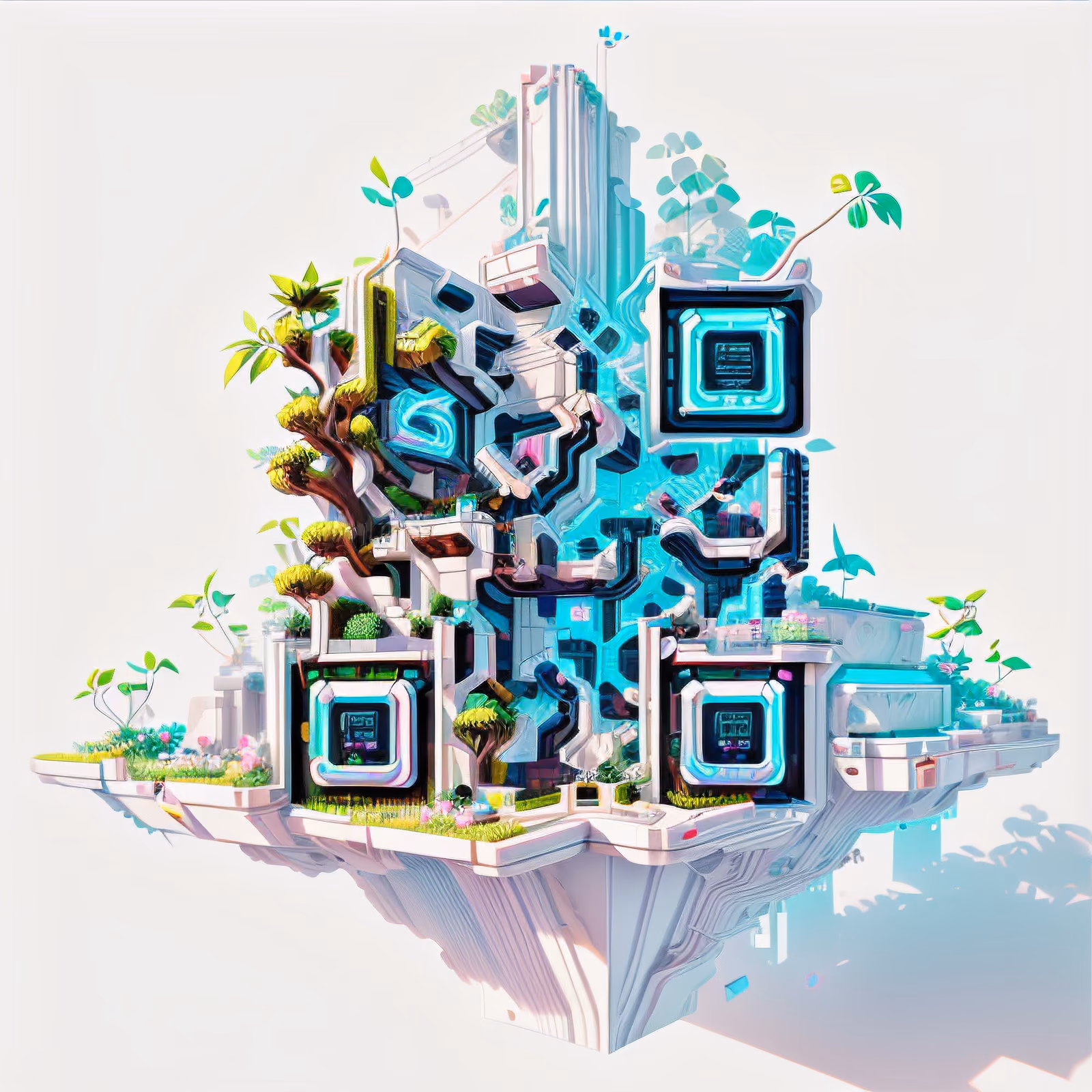 Плавающий сад-материнская плата: 3D QR-код для постеров — изображение 1