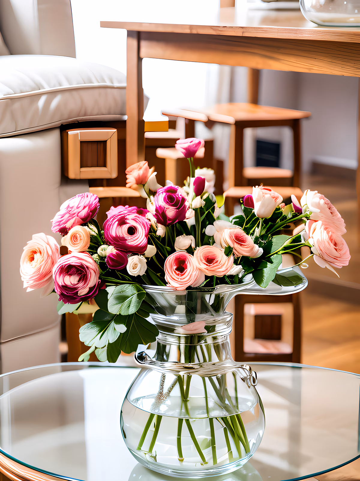 Pink Ranunculus Bouquet Photo QR Code Art — image 1