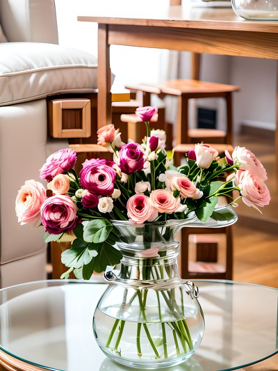 Pink Ranunculus Bouquet Photo QR Code Art