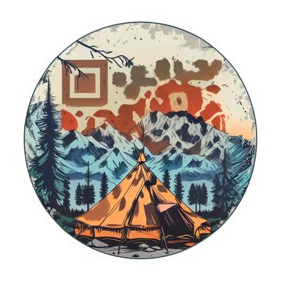 Палатка в горах: векторный QR-код для наклеек — изображение 1