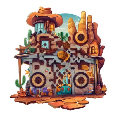 Wild West Saloon Cartoon QR Code for Stickers