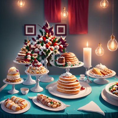 Festive Dessert Buffet Table QR Code for Restaurant Menus