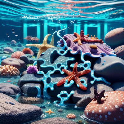 Starfish Seafloor Digital Painting QR Code Art