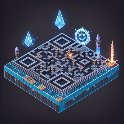 Isometric Fantasy Maze Game World QR Code for Posters — image 1