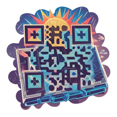 Восход и открытая книга: векторный QR-код для стикеров