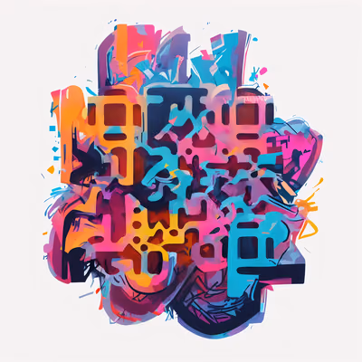 Colorful Graffiti Lettering Digital Painting QR Code for Stickers — image 1