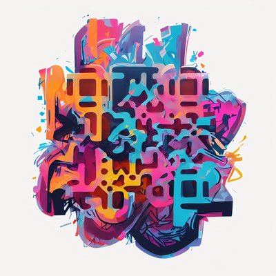 Colorful Graffiti Lettering Digital Painting QR Code for Stickers