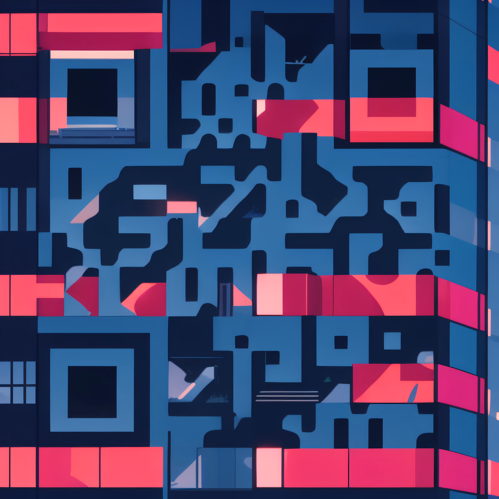Brutalist Skyscraper Facade Vector QR Code for Posters — image 1