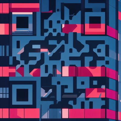 Brutalist Skyscraper Facade Vector QR Code for Posters