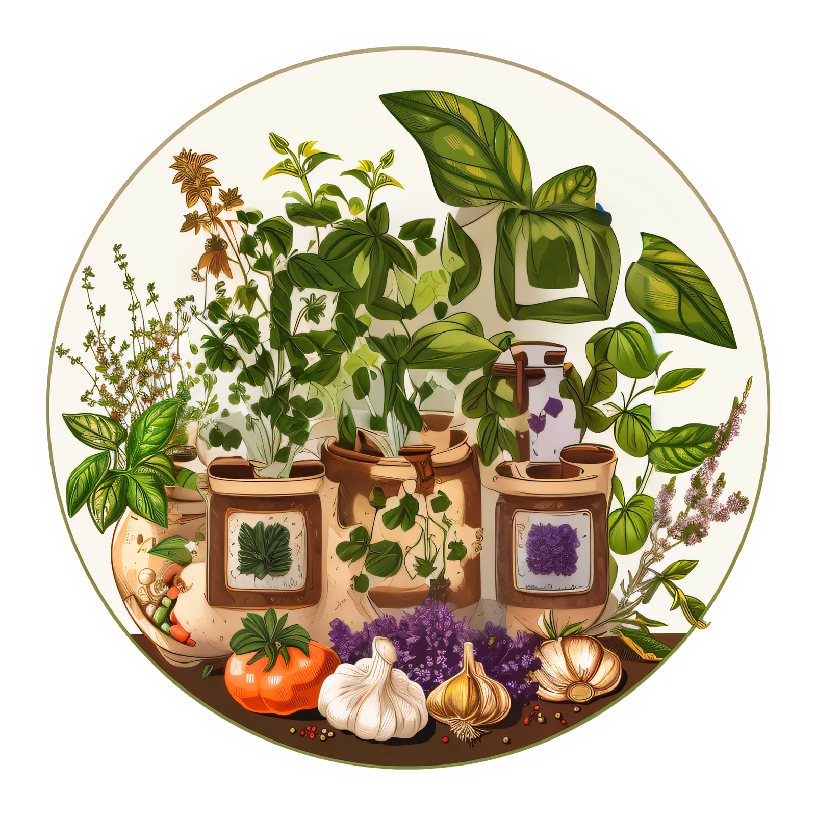 Herb Garden Botanical Vector QR Code for Stickers — image 1