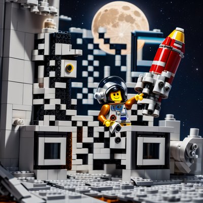 Lego Astronaut Moon Base QR Code for Packaging