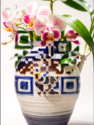 Orchid Porcelain Vase Photo QR Code Art — image 1