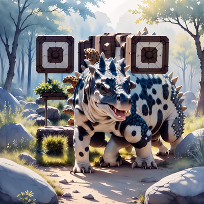 Пятнистый анкилозавр в акварели: QR-код — изображение 1