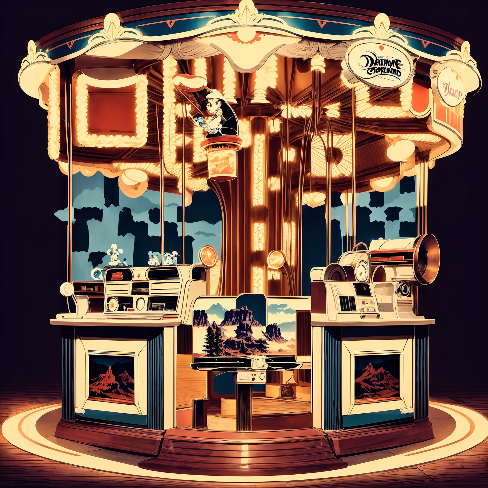 Retro Carousel Projector Illustration QR Code for Posters — image 1