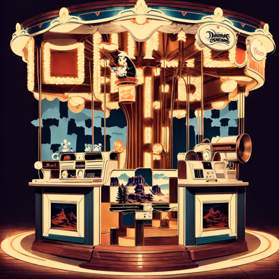 Retro Carousel Projector Illustration QR Code for Posters — image 1