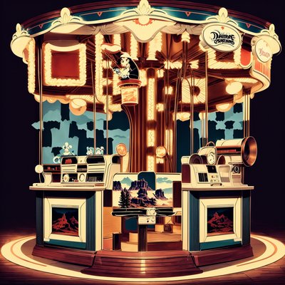 Retro Carousel Projector Illustration QR Code for Posters