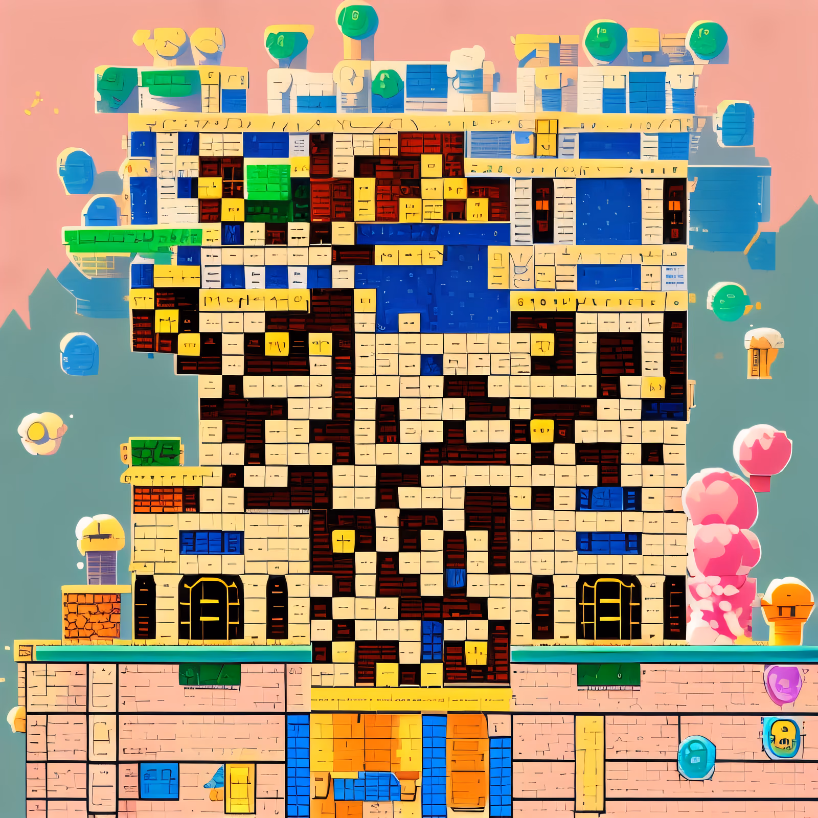 Pixel Brick Tower Game Art QR Code for Posters — image 1