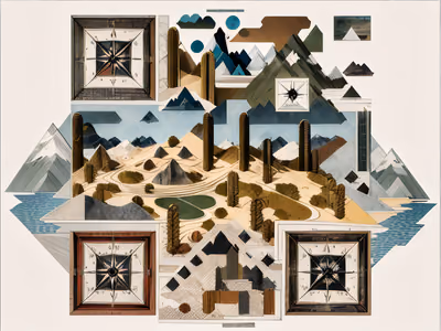 Paper Mountain Desert Collage QR Code Art — image 1