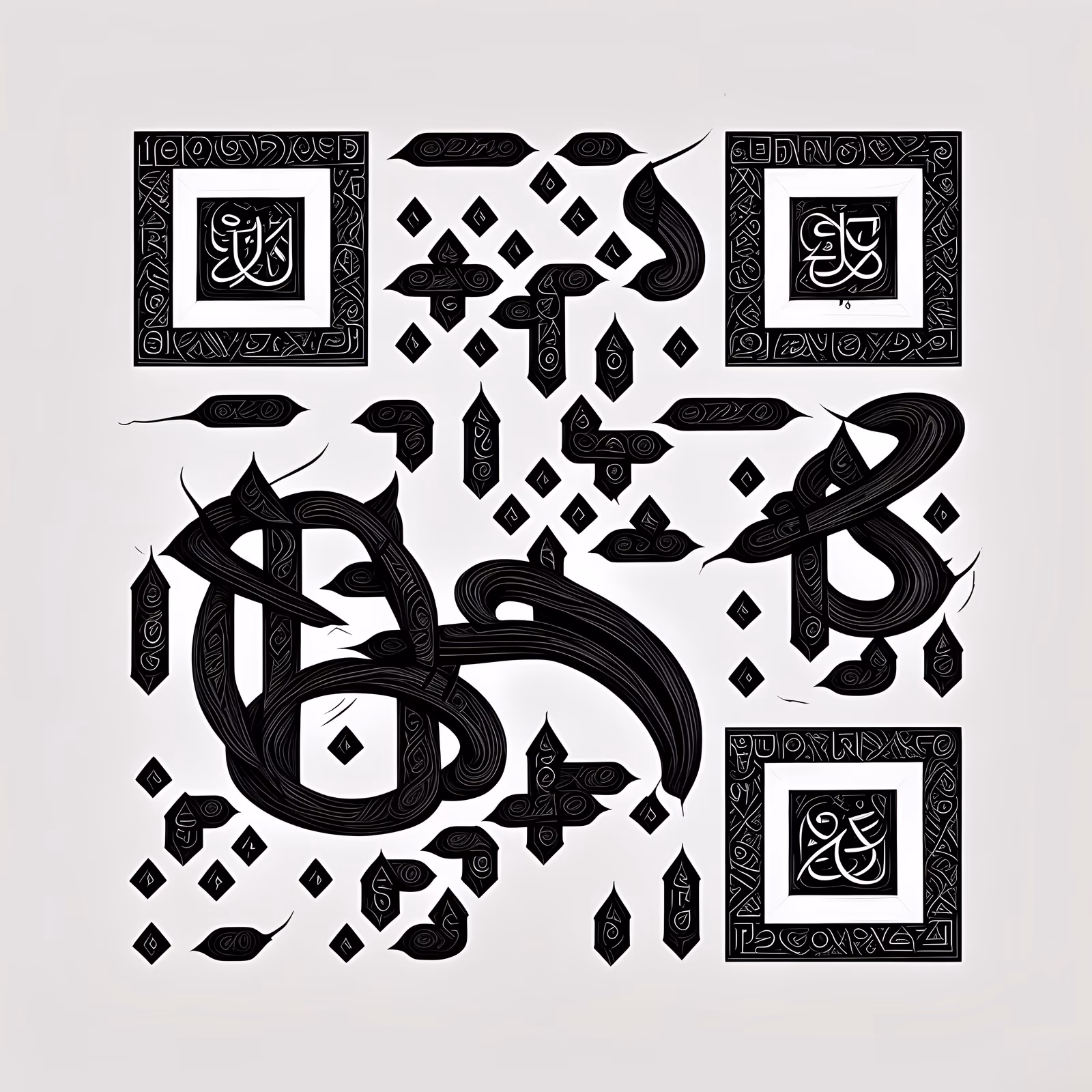 Каллиграфия чёрной тушью: QR-код арт — изображение 1