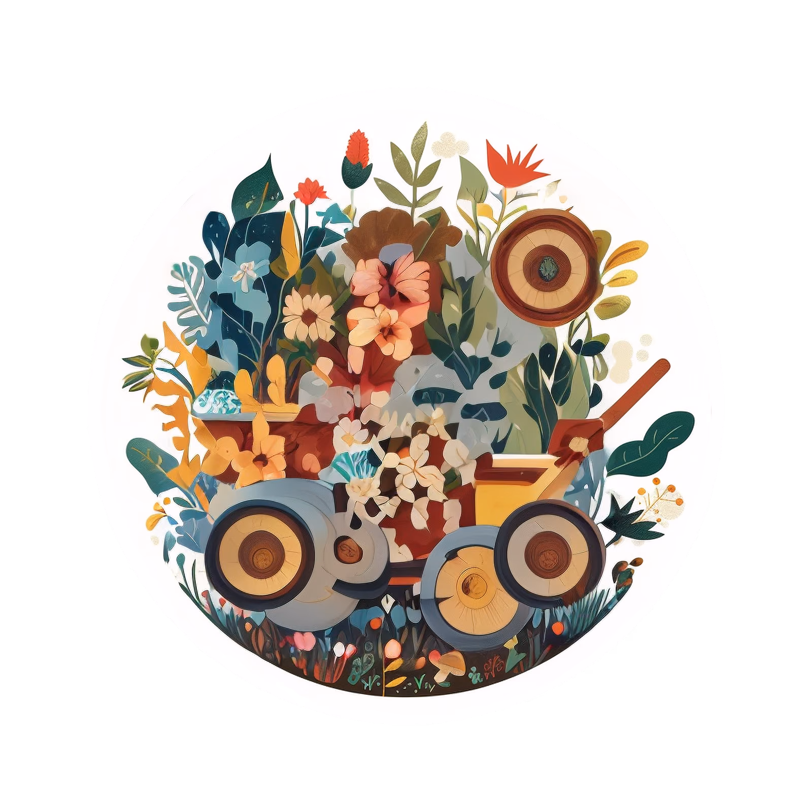 花坛花园推车矢量二维码设计,适用于贴纸 — 图片 1