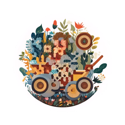 花坛花园推车矢量二维码设计,适用于贴纸 — 图片 1