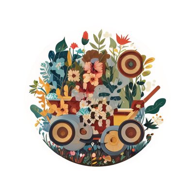 Flower Bed Cart Vector QR Code for Stickers