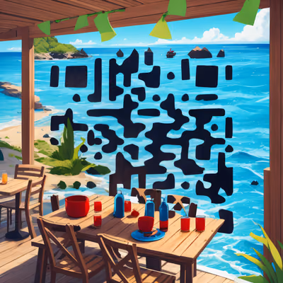 Столик на морской террасе: векторный QR-код для плакатов — изображение 1