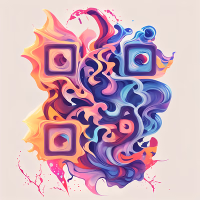 Flowing Wave Abstract Vector Geometric QR Code for Stickers — image 1