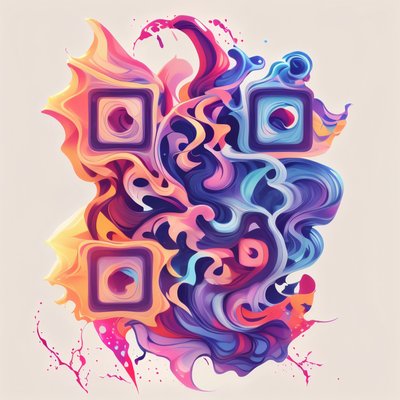 Flowing Wave Abstract Vector Geometric QR Code for Stickers