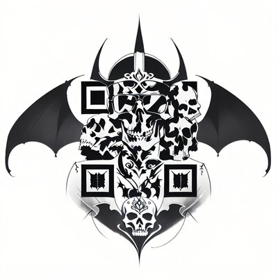 Bat Winged Skull Tattoo QR Code for Temporary Tattoos