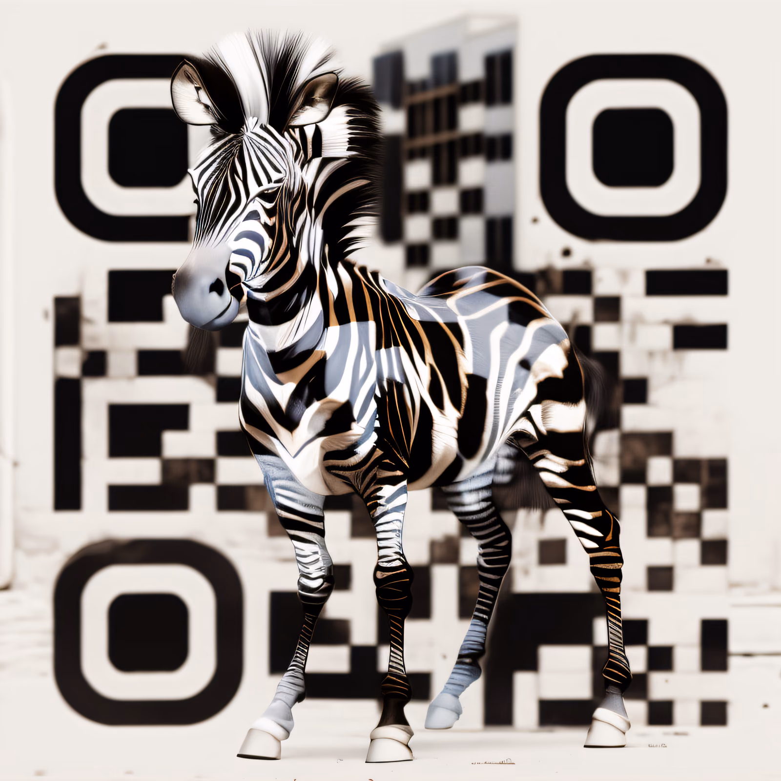Striped Zebra 3D Render QR Code for Posters — image 1