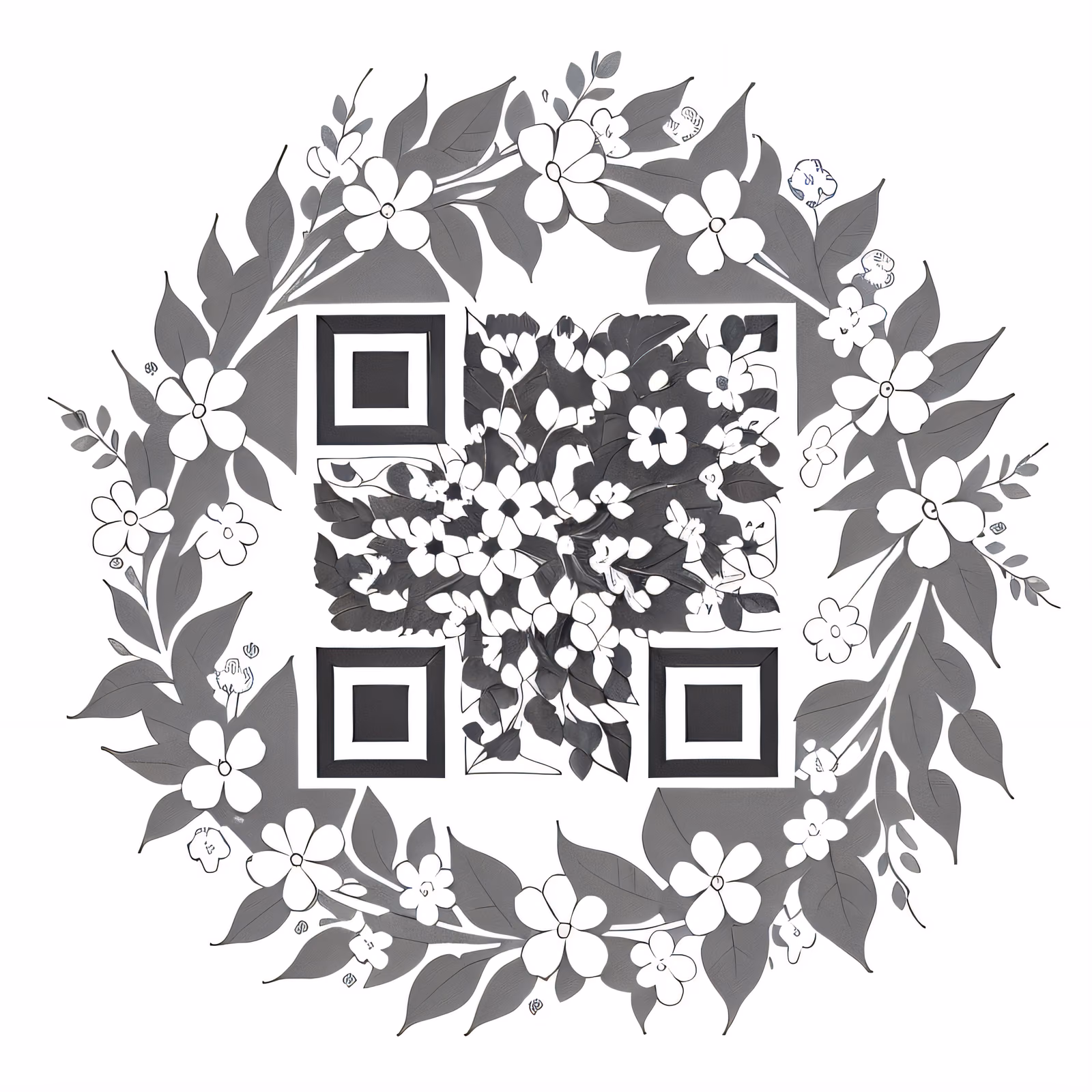 Floral Wreath Ink Tattoo QR Code for Temporary Tattoos — image 1