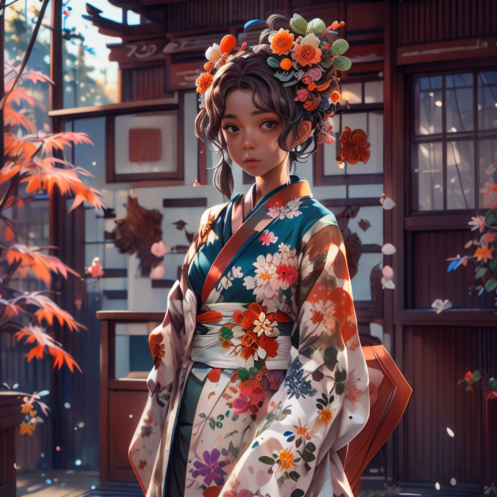 Kimono Woman Digital Portrait QR Code Art — image 1