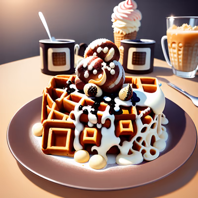 Waffle and Ice Cream Dessert QR Code for Restaurant Menus — image 1