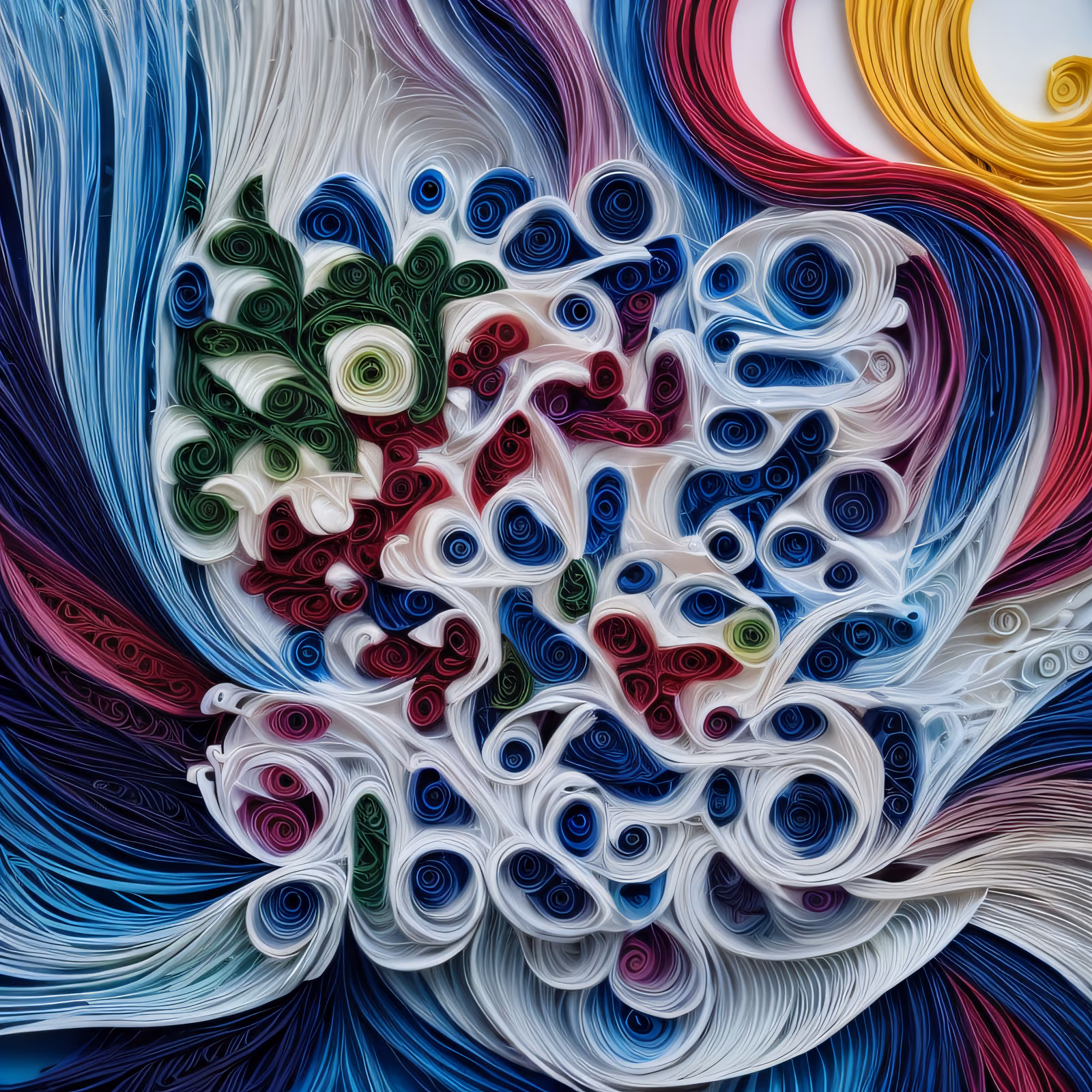 Abstract Paper Quilling Swirls Leaves QR Code Art — image 1