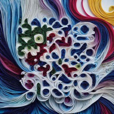 Abstract Paper Quilling Swirls Leaves QR Code Art