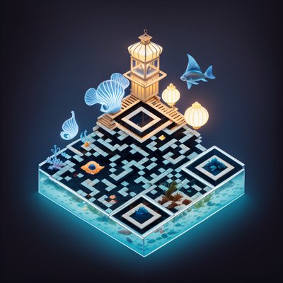 Isometric Sky Pier Aquarium QR Code for Posters