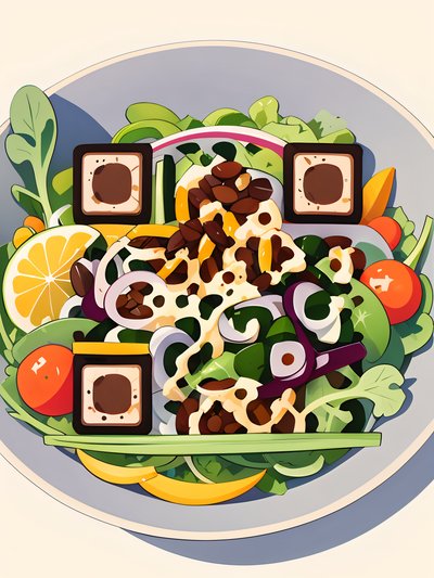 Cartoon Salad Bowl QR Code for Restaurant Menus
