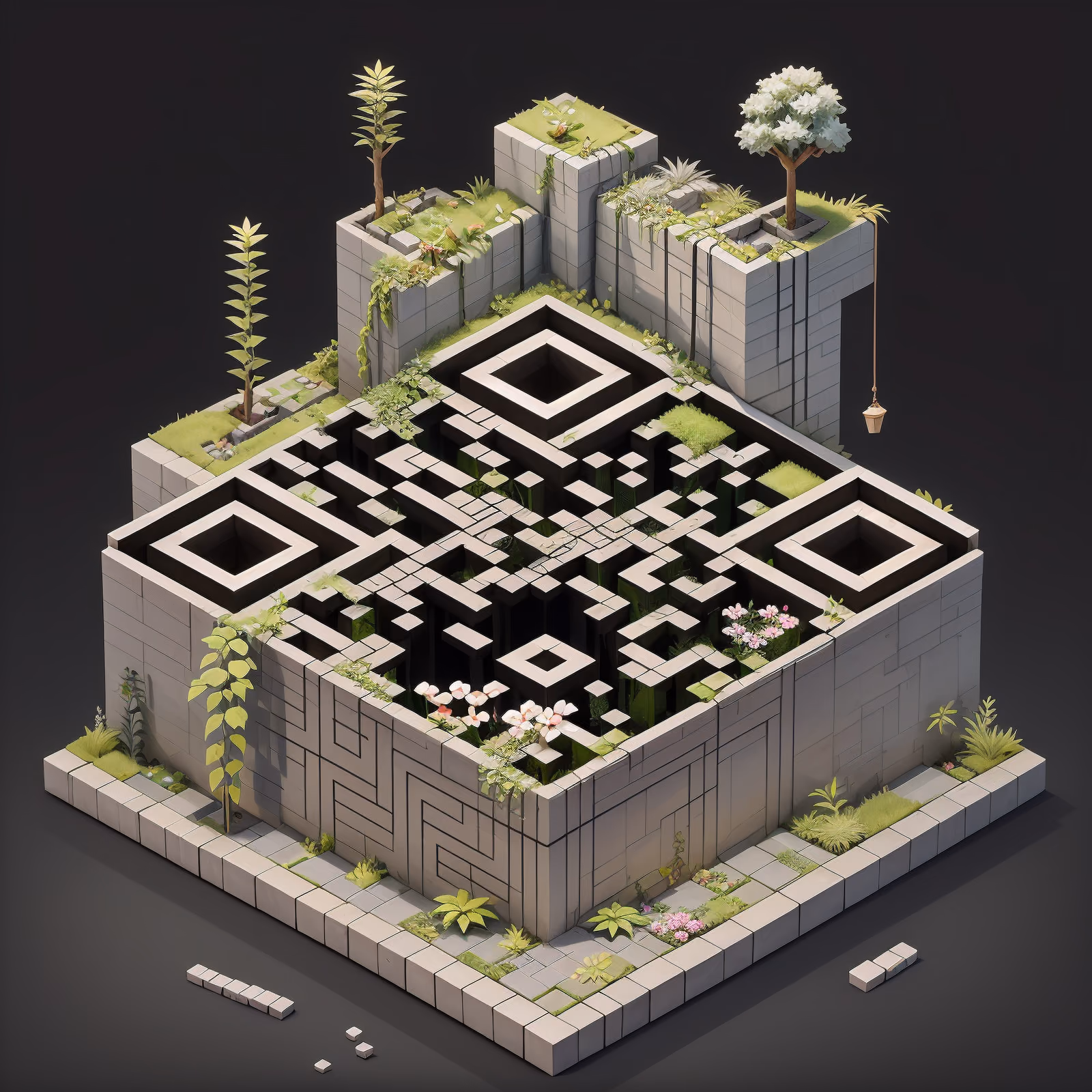 Изометрический ботанический каменный лабиринт: QR-код — изображение 1